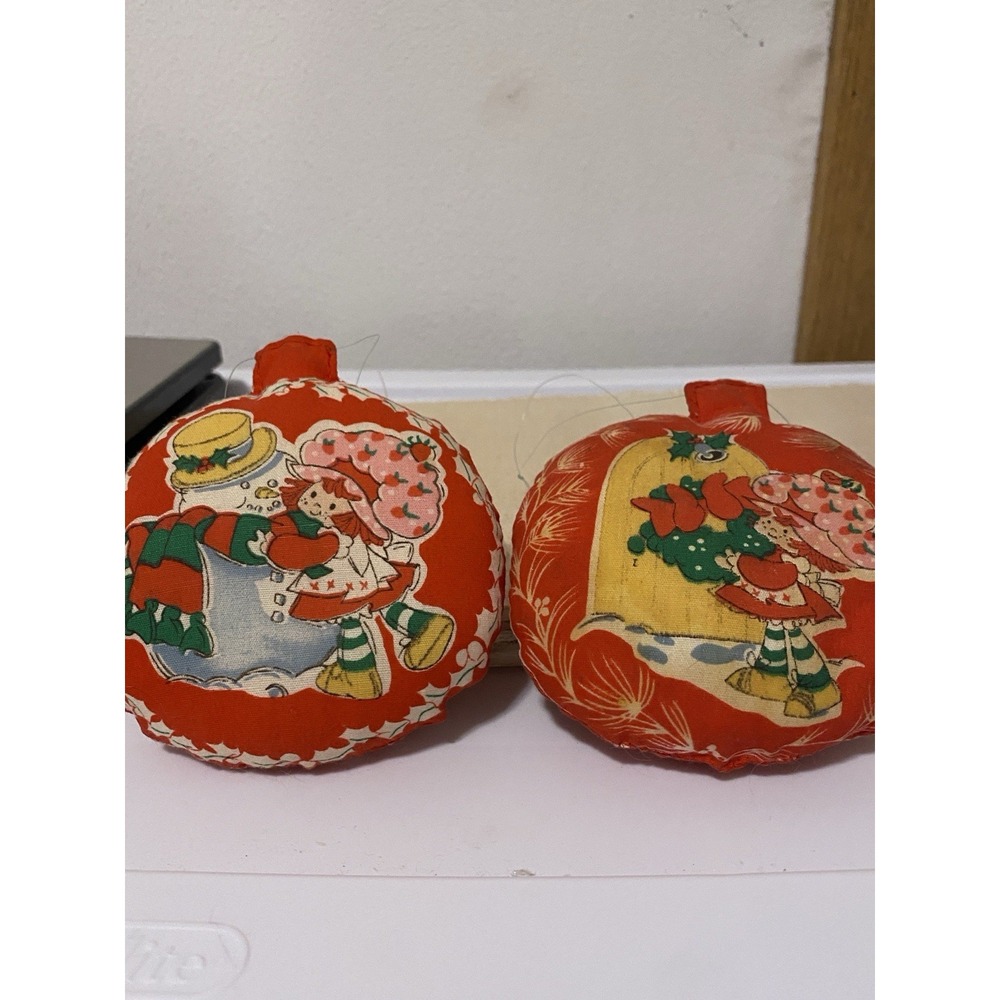 Vintage Strawberry Shortcake Circle Cushion Christmas Ornaments (2 Total)